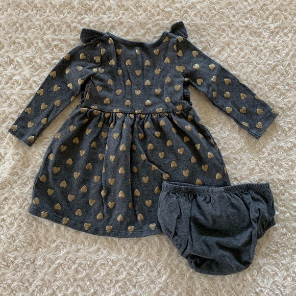 Carter’s Gray Dress with Gold Heart Print size 18 Months - Picture 2 of 4